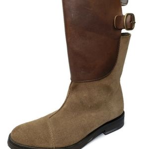 SOLD PEDRO GARCIA Brown Suede Leather Cut Out Mid Calf